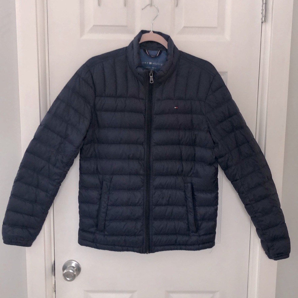 Packable down unisex lightweight jacket, navy blue size S Tommy Hilfiger